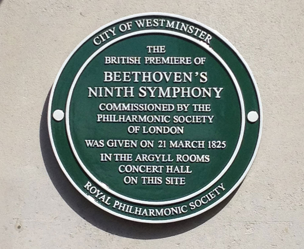 1-Westminster-Green-Plaque-on-the-site-of-first-UK-performance-of-Beethoven's-9th-Symphony-252-Regent-Street-London