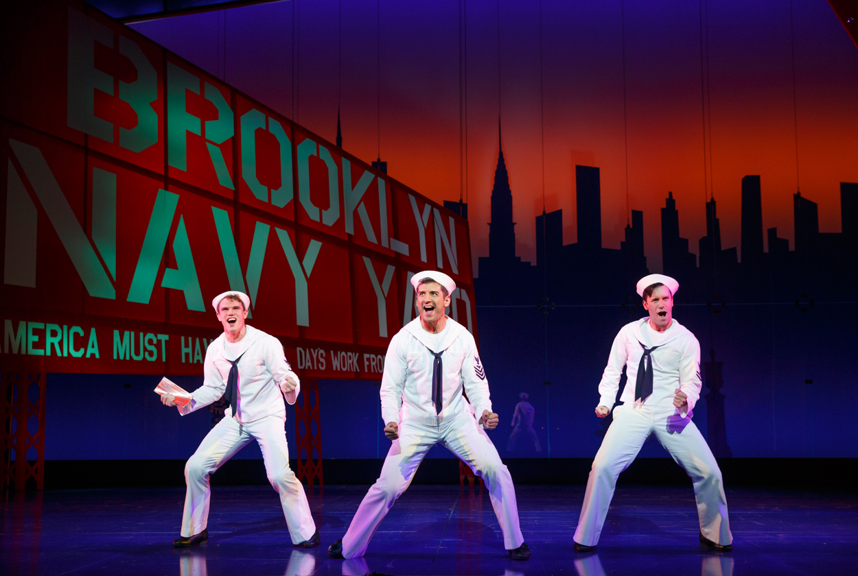 1-Jay-Armstrong-Johnson,-Tony-Yazbeck-and-Clyde-Alves-in-Broadway's-ON-THE-TOWN.-Photo-by-Joan-Marcus